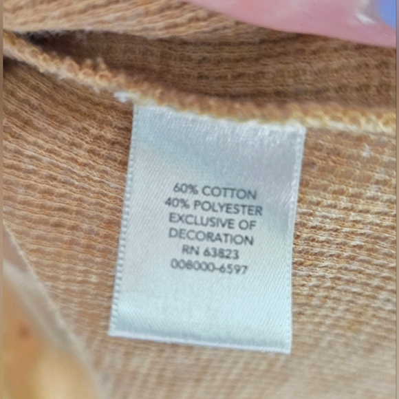 Christopher & Banks Womens Tan Waffle Y2K V Neck Long Sleeve Top - Picture 7 of 10